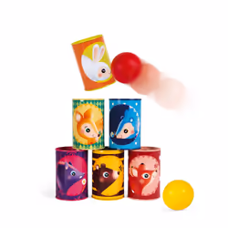 - Forest Tumbling Cans - Outdoor Game - 6 Metal Boxes and 2 Foam Balls - Fine Motor Skills - from 3 Years Old, J03206