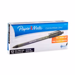 Paper Mate ComfortMate Retractable Ballpoint Pens Medium Point Black 12 Count