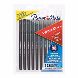 Paper Mate Write Bros Ballpoint Pens Medium Point (1.0mm) Black 10 Count
