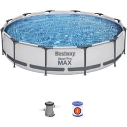 Bestway Steel Pro Pool Swimming Pool, Round Above Ground Garden Frame Pool, Multiple Sizes, 12' x 30"/3.66m x 76cm, Grey