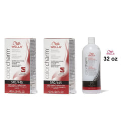 32oz) 5RG Light Auburn Wella Color Charm Permanent Haircolor - 5RG + 5RG + Developer (Vol. 20