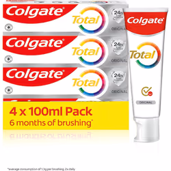 Colgate Total Original Toothpaste 4x100ml - Stronger 24-hour bacterial defence* - Unique dual zinc antibacterial technology - ...