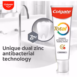 Colgate Total Original Toothpaste 4x100ml - Stronger 24-hour bacterial defence* - Unique dual zinc antibacterial technology - 8 benefits for complete