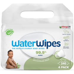 WaterWipes Plastic-Free Textured Clean, Toddler & Baby Wipes, 240 Count (4 Packs), 99.9% Water Based Wipes, Unscented f