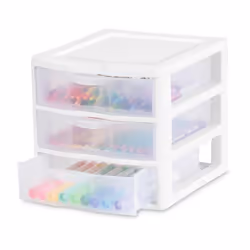 Sterilite Clearview Plastic Multipurpose Small 3 Drawer Desktop Storage Organization Unit for Home  Classrooms  or Office Spaces  White  6 Pack