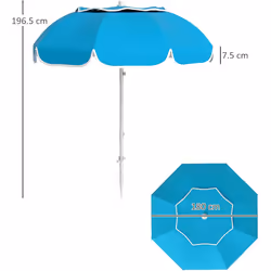 Outsunny Beach Umbrella Portable with Sand Anchor, Adjustable Height &