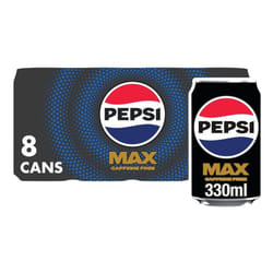 Pepsi Max No Caffeine & No Sugar Soft Drinks, 8 x 330ml