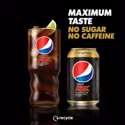 Pepsi Max No Caffeine & No Sugar Soft Drinks, 8 x 330ml