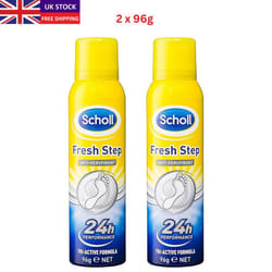 ) Scholl Fresh Step - 24 Hour Freshness Foot Spray - Antiperspirant Spray (2 x 96g