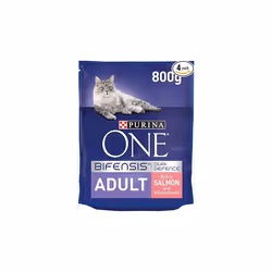 Purina ONE Adult Dry Cat Food Rich in Salmon 800g, Pack of 4