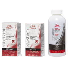 3.6oz) 5RG Light Auburn Wella Color Charm Permanent Haircolor - 5RG + 5RG + Developer (Vol. 20