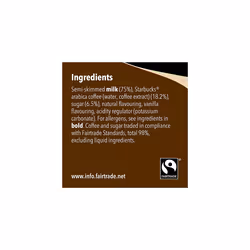Starbucks Frappuccino Cookies & Cream Bottled Drink 8 x 250ml Best Before Jan 2025