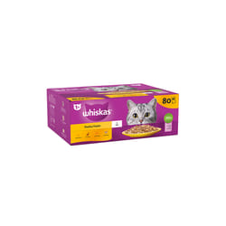 Whiskas 1+ Poultry Feasts Wet Cat Food Pouches in Jelly 80 Ã 85g Pouches