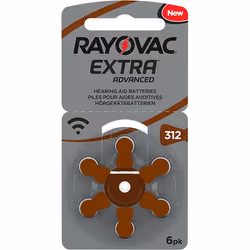 Rayovac V312, Single-use battery, Zinc-Air, 6 pc(s), Hearing aid, Brown