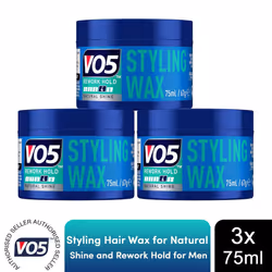 VO5 Styling Hair Wax for Natural Shine and Rework Hold for Men 75ml, 3 Pack