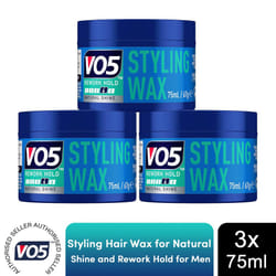VO5 Styling Hair Wax for Natural Shine and Rework Hold for Men 75ml, 3 Pack