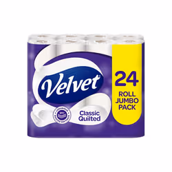 Velvet Classic Quilted Toilet Tissue 24 Rolls - Luxuriously Soft