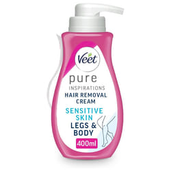 Veet Hair Removal Cream for Sensitive Skin, Unscented, 400 ml