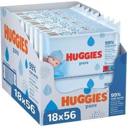 Huggies Pure, Baby Wipes, 18 Packs (1008 Wipes Total) - 99 Percent Pure Water Wipes - Fragrance Free for Gentle Cleanin