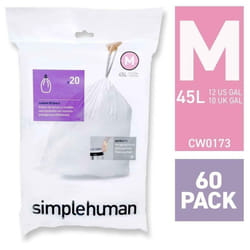 Simplehuman M Bin Liners 60 PACK Bags Code M 45 Litre CW0261