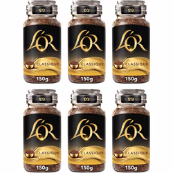 L'OR Classique Instant Coffee 150g (Pack of 6 Jars, Total of 900g)