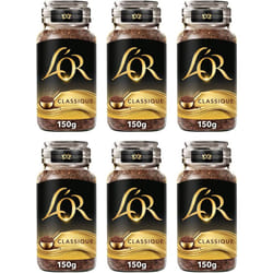 L'OR Classique Instant Coffee 150g (Pack of 6 Jars, Total of 900g)