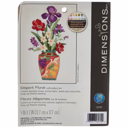 Dimensions Elegant Flower Vase Crewel Embroidery Kit 5'' W x 7'' H