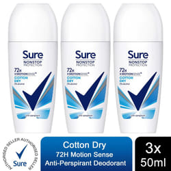 Sure Women Antiperspirant Deodorant - 50ml - Buy 3 - Cotton Dry
