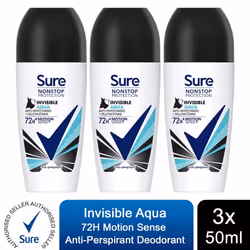Sure Women Antiperspirant Deodorant - 50ml - Buy 3 - Invisible Aqua