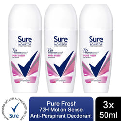 Sure Women Antiperspirant Deodorant - 50ml - Buy 3 - Pure Fresh