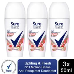 Sure Women Antiperspirant Deodorant - 50ml - Buy 3 - Uplifting & Fresh