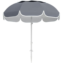 Outsunny Beach Umbrella Portable with Sand Anchor, Adjustable Height &