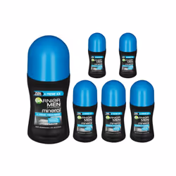 6 x 50ml Garnier Men Mineral Antiperspirant Roll On 48h Deodorant (6 Types) - 6 x X-Treme Ice