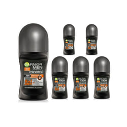 6 x 50ml Garnier Men Mineral Antiperspirant Roll On 48h Deodorant (6 Types) - 6 x Protection