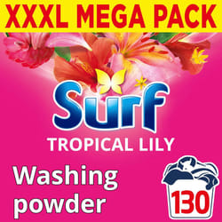Surf Tropical Lily Washing Powder joy-infused fragrance with natural essential oil lasting up to 12 hours in wear for brilliantly