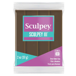 Sculpey III Polymer OvenBake Clay  Suede Brown  Non Toxic  2 oz bar  Great for modeling  sculpting  holiday  DIY  mixed media