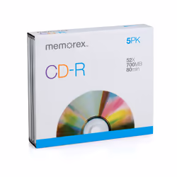 Memorex MEMCD-R/5 CD-R 80-Minute 700MB 52x Jewel Case 5-Pack