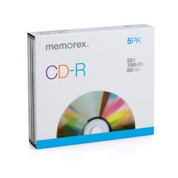 Memorex MEMCD-R/5 CD-R 80-Minute 700MB 52x Jewel Case  5-Pack