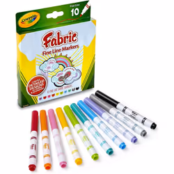 Crayola Fabric Markers At Home Crafts for Kids Fine Tip Assorted Colors Set of 10