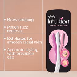 WILKINSON SWORD - Intuition Eyebrow Shaper for Women | Facial Hair Remover and Trimmer | Exfoliating Dermaplaning Tool