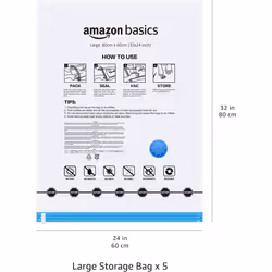 Basics Vacuum Compression Zipper Storage Bags with Airtight Valve and Hand Pump