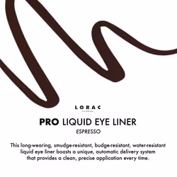 LORAC PRO Liquid Eyeliner  Espresso Brown  Precision Brush Tip  Water Resistant  Long Lasting  Smudge Resistant