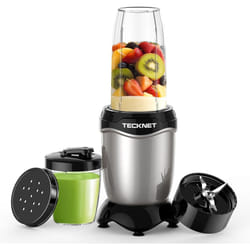 Food Blender, TECKNET 600W High Speed Mini Blender with 2 Portable Travel Cups