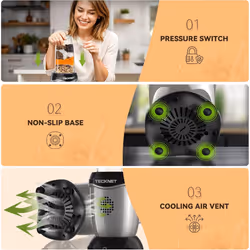 Food Blender, TECKNET 600W High Speed Mini Blender with 2 Portable Travel Cups