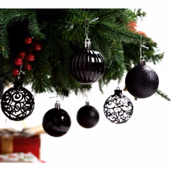 AMS 2.36''/60mm Halloween Christmas Balls Hollow Out Carved Tree Pendants Shatterproof Ornaments Seasonal Decorations for Wedding Thanksgivi