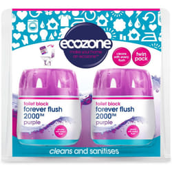 Ecozone Forever Flush 2000 Purple Toilet Blocks, Eco Friendly Alternative to Loo Rim Hangers, Cistern Capsules Clean , Recyclable Plastic (Set of 2)