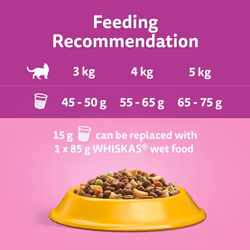 WHISKAS - 1+ Adult Dry Cat Food - 7kg - Biscuits Made with Chicken