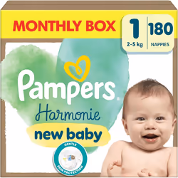 Pampers Harmonie Nappies Size 1, 180 Nappies, 2kg-5k