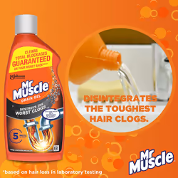 Mr Muscle Drain Unblocker, Sink & Drain Cleaner, Fast Acting Heavy Duty Gel Formula,  Safe for All Pipes, 500ml