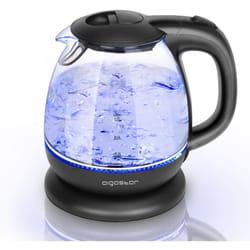 Small Electric Kettle, 1.0L Black Glass Kettle Cordless, Compact Mini Clear Water Tea Kettle Fast Quiet Boil for Kitchen Bedroom Office, 2200W